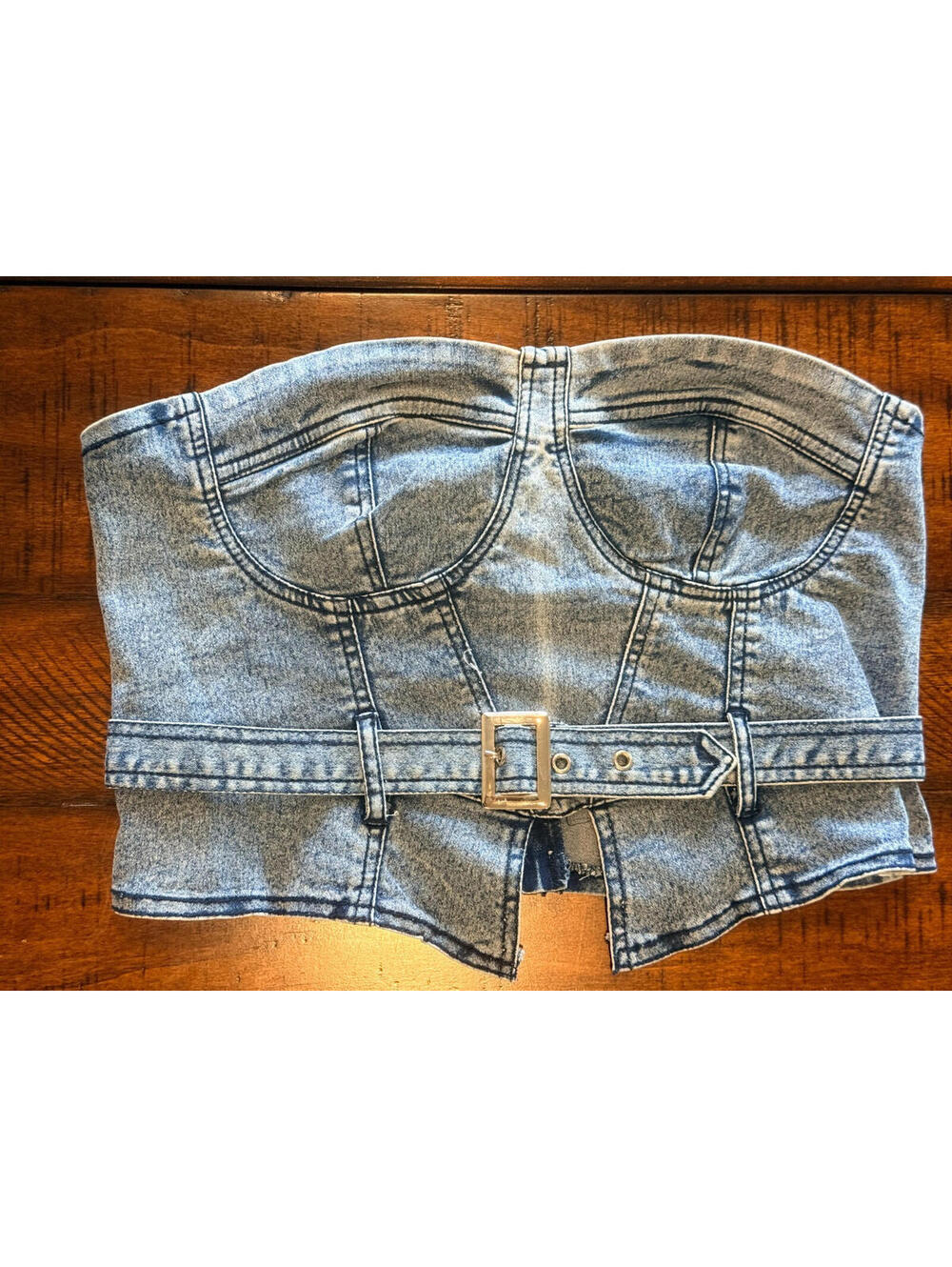 Thrill Jeans Denim Corset Top with Belt - Juniors Size Large